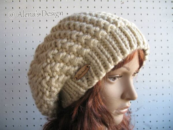 Knitted Women's Slouchy-cream Hat