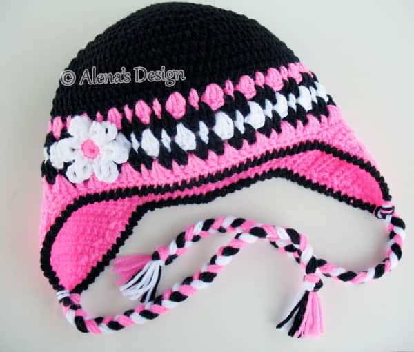 Bear Hat with Flower Crochet Pattern 001