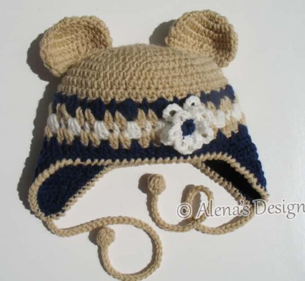 Bear Hat with Flower Crochet Pattern 001