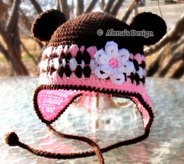 Bear Hat with Flower Crochet Pattern 001