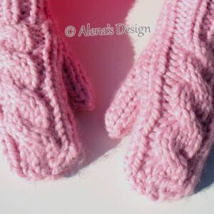 Cabled Mittens Pink  
