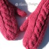 Cabled Mittens Hot Pink