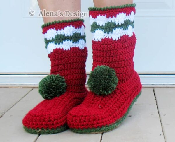 Women’s Christmas Boots with Pompoms