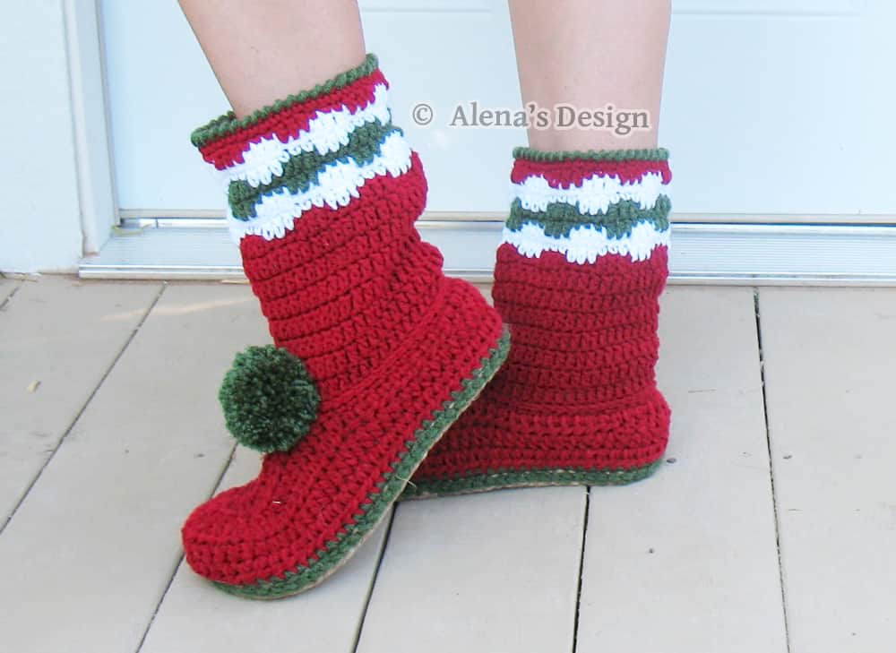 Women's Christmas Boots Crochet Pattern 147 - Alena's Design