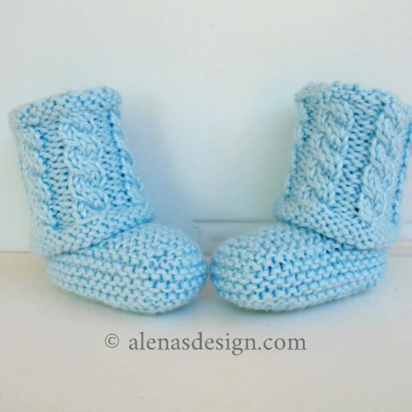 Cabled Baby Booties - side