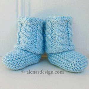 Cabled Baby Booties- 3m
