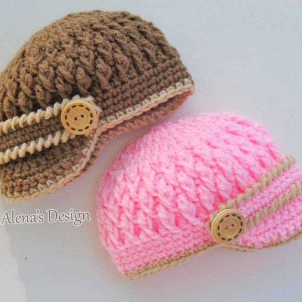 Two-Button Baby Visor Hat - brown-pink