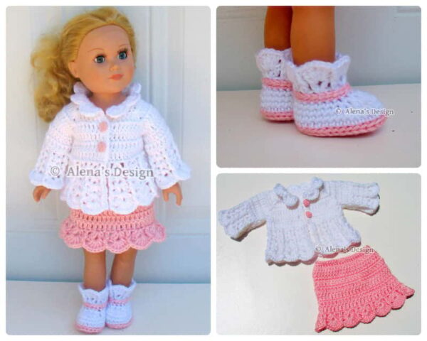 18" Doll Pink & White Set