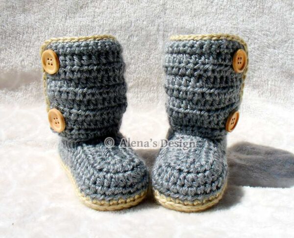 Buttoned Baby Booties-front