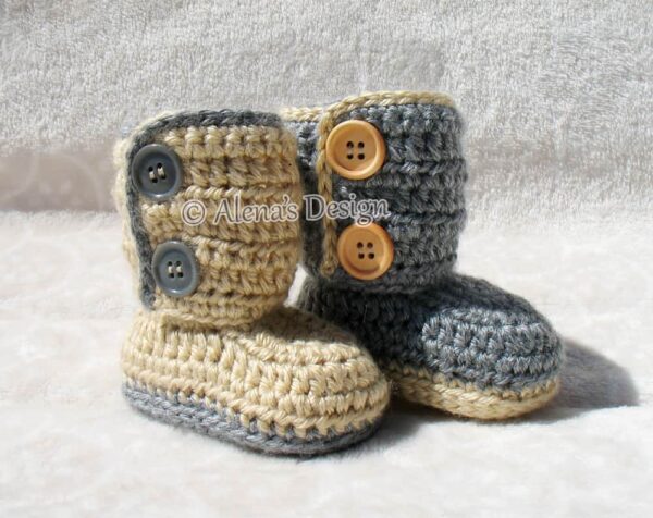 Buttoned Baby Booties-3-6m