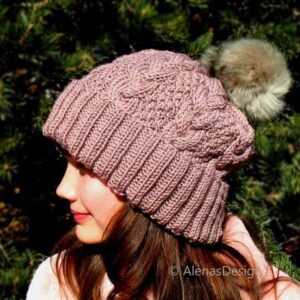 Merino Wool Hat with Fur Pompom