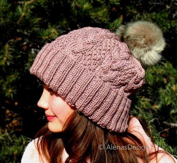 Merino Wool Hat with Fur Pompom