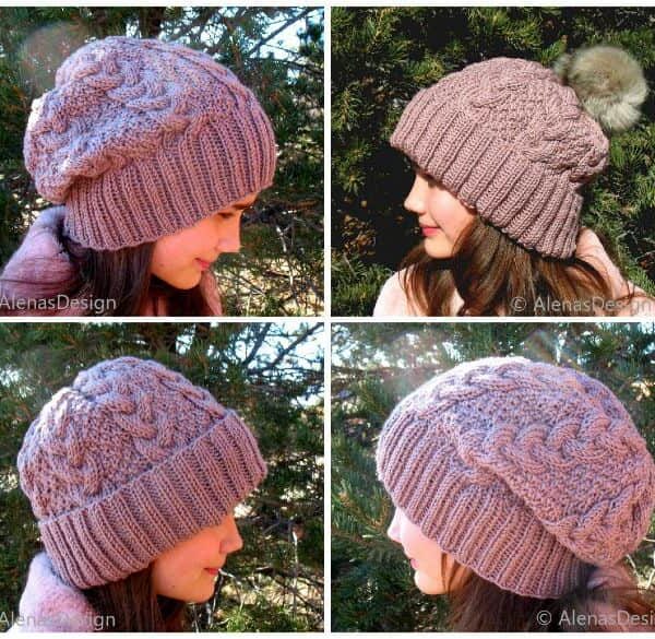 Braided Cabled Hat Knitting Pattern 248