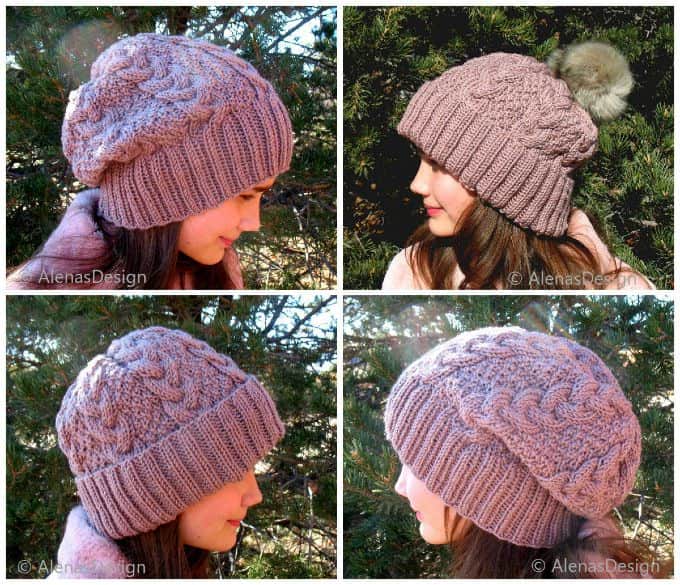 Braided Cabled Hat Knitting Pattern 248