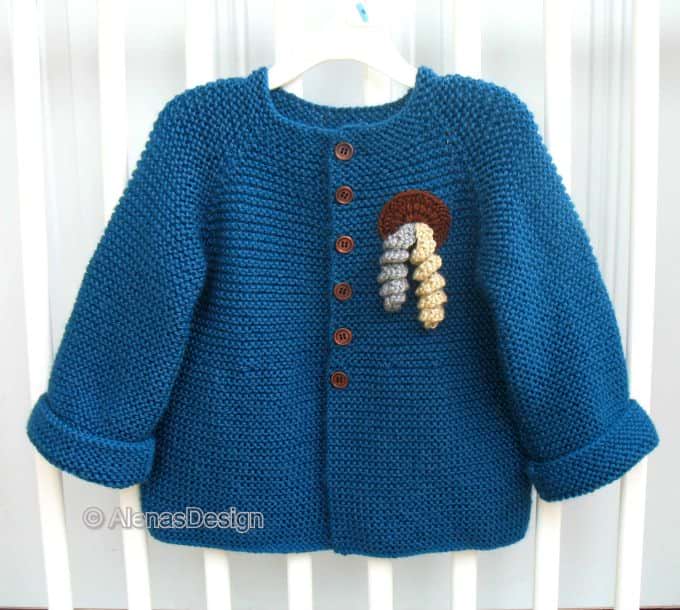 Blue Baby Cardigan Knitting Pattern 228