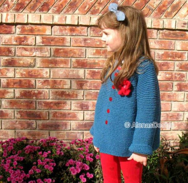 Children's Cardigan with Red Flower