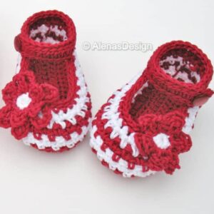 Crochet Baby Shoes - red-white