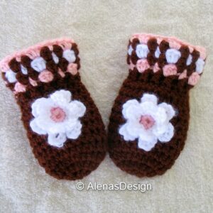 Flower Baby Mittens Crochet Pattern 034