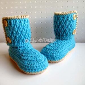 Two-Button Children's Boots - Turquoise