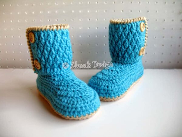 Two-Button Children's Boots - Turquoise