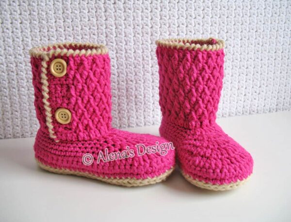 Two-Button Children's Boots - pink