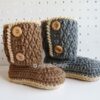 Two-Button Toddler Booties - grey-brown