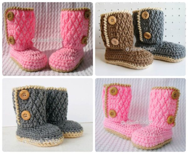 Two-Button Toddler Booties - collage