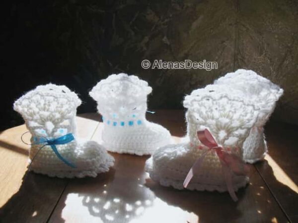 White Lace Top Booties - Crochet Pattern 029