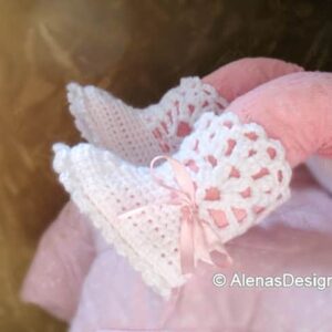 White Lace Top Booties 0-6m