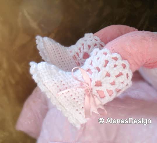 White Lace Top Booties 0-6m
