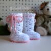 Angel Baby Booties with pink laces