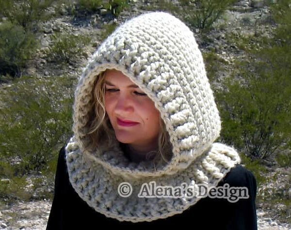 Hooded Cowl with Flower Crochet Pattern 113