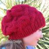 Knitted Women's Cable Hat_red