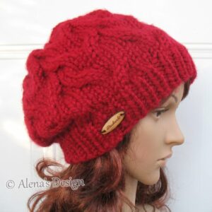 Knitted Women's Cable Hat_side