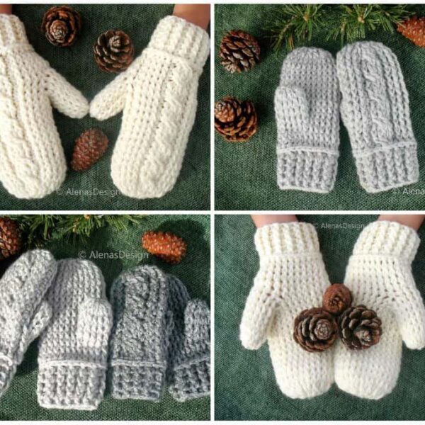 Brianna children's mittens crochet pattern 247