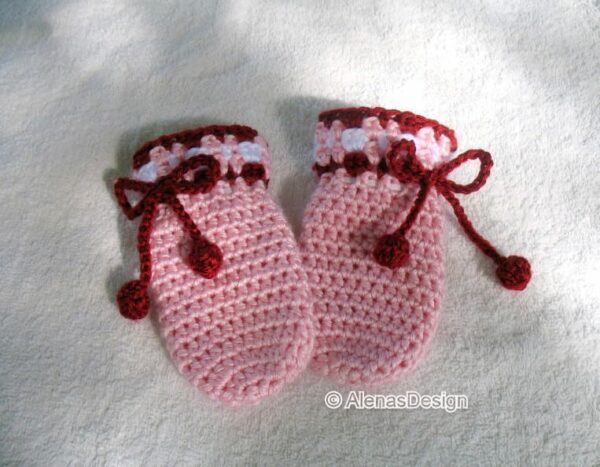 Cherries Baby Mittens Crochet Pattern 036