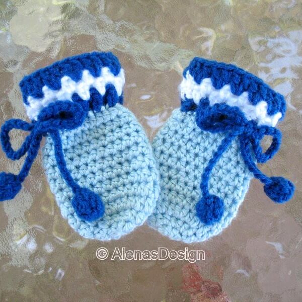 Blue Baby Mittens Crochet Pattern 040