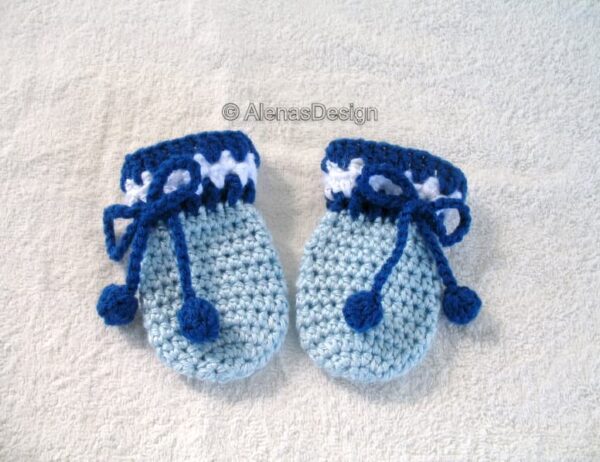 Blue Baby Mittens Crochet Pattern 040