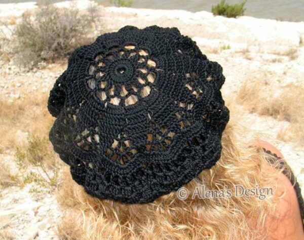 Crocheted Black Lace Beret