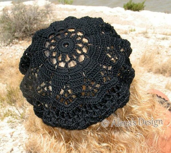 Crocheted Black Lace Beret