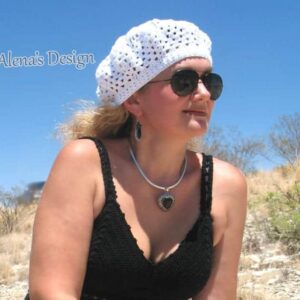 Crocheted White Lace Beret
