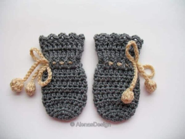 Grey Baby Mittens Crochet Pattern 115