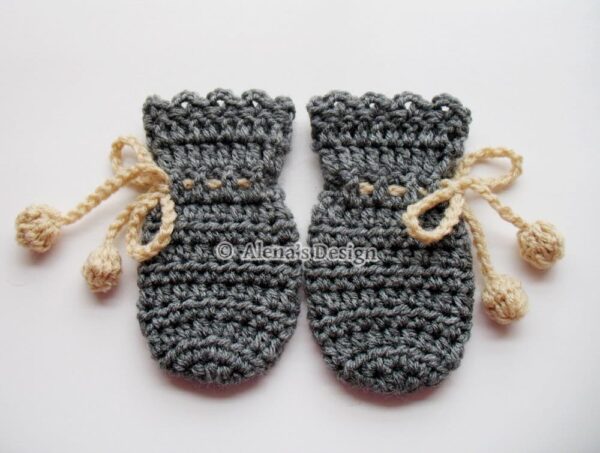 Grey Baby Mittens Crochet Pattern 115