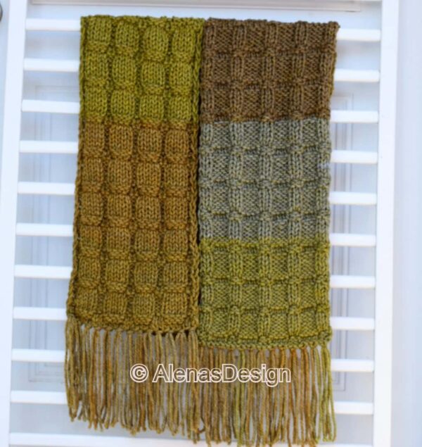 Hand Knitted Striped Long Scarf-reversible