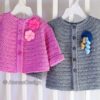 pink and grey embellished baby cardigan crochet pattern 260
