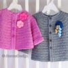 pink and grey embellished baby cardigan crochet pattern 260