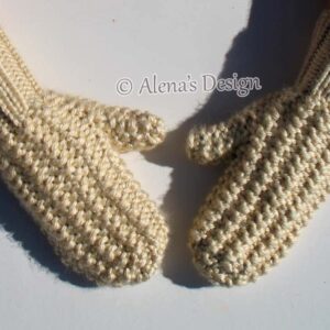 Handmade Knit Mittens tan