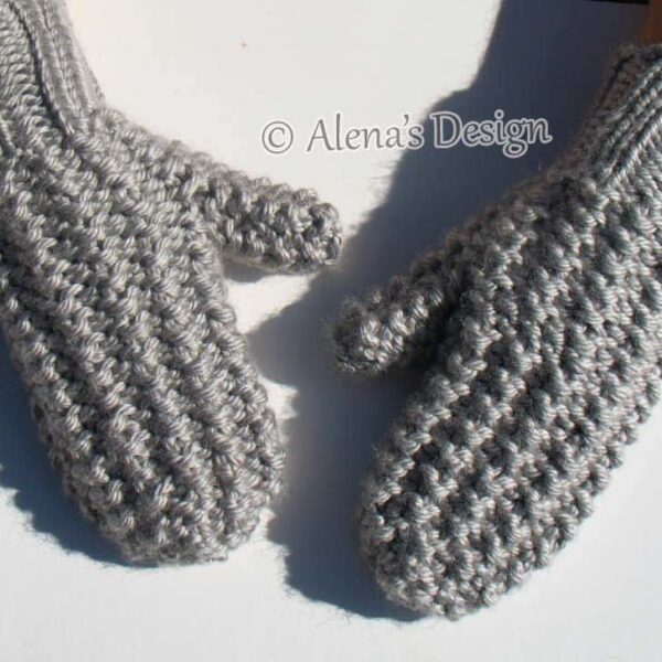 Handmade Knit Mittens grey