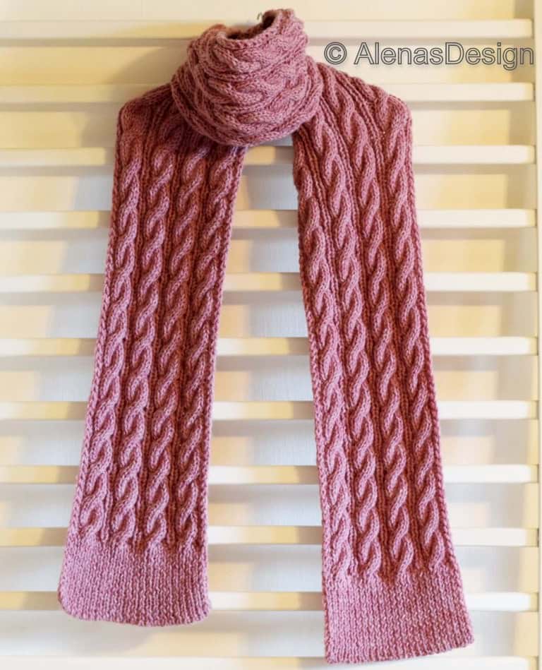 Cabled Scarf Knitting Pattern 263 - Alena's Design