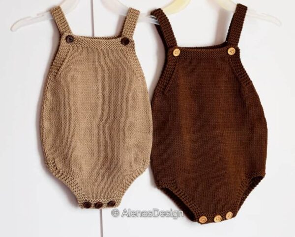 Basic Baby Romper Knitting pattern #264 brown khaki